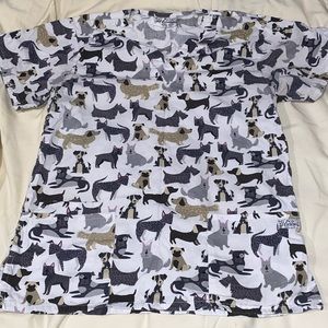 Women’s Small Dog Breeds V-Neck Scrub Top